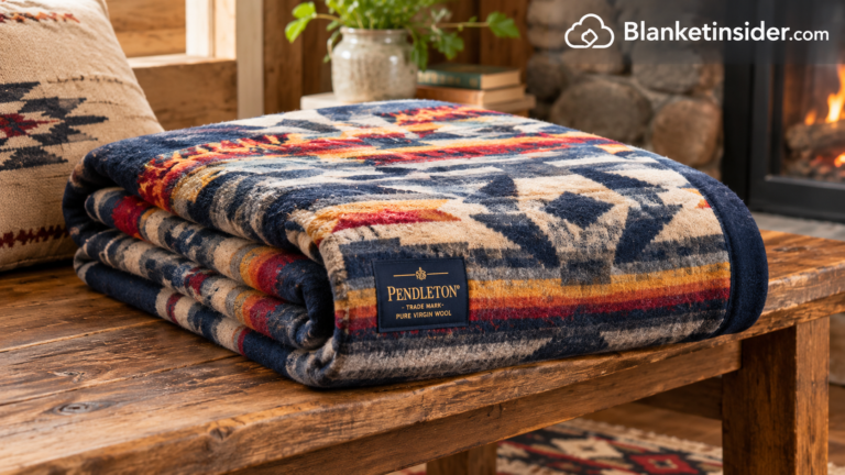 Rustic Pendleton Blanket by the Hearth
